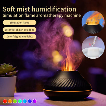 Difusor de aroma de chama vulcânica, lâmpada de óleo essencial, 130ml, usb, umidificador de ar portátil com luz noturna colorida, gerador de névoa, luz led