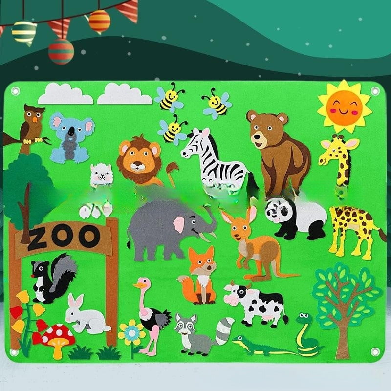 Juego de fieltro tridimensional 3DIY para educación temprana para niños, tablero de historia, tablero de aprendizaje, estampado de dinosaurio, Animal