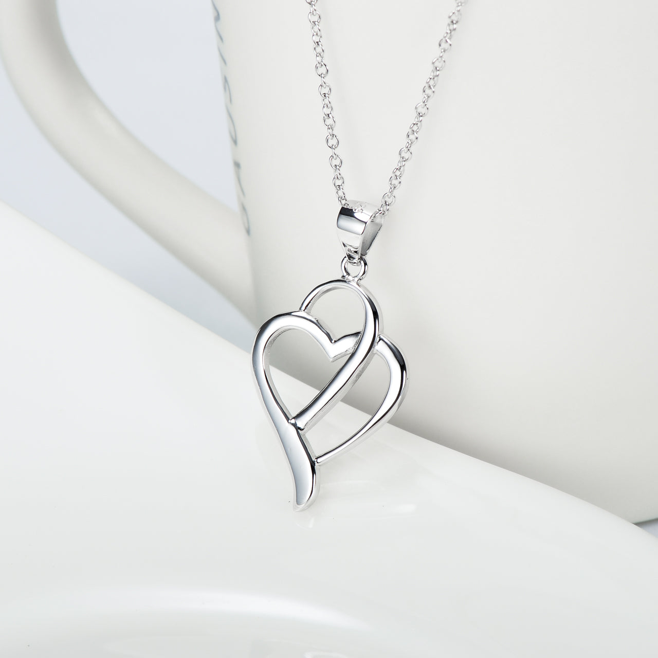 Heart Shape Pendant 925 Silver Necklace