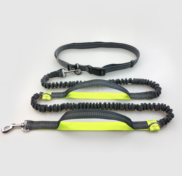 Multi-function running reflective pull dog leash double elastic dog leash traction