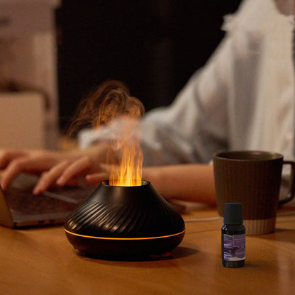 Difusor de aroma de llama volcánica Lámpara de aceite esencial 130 ml Humidificador de aire portátil USB con luz nocturna de color Generador de niebla Fogger Luz LED