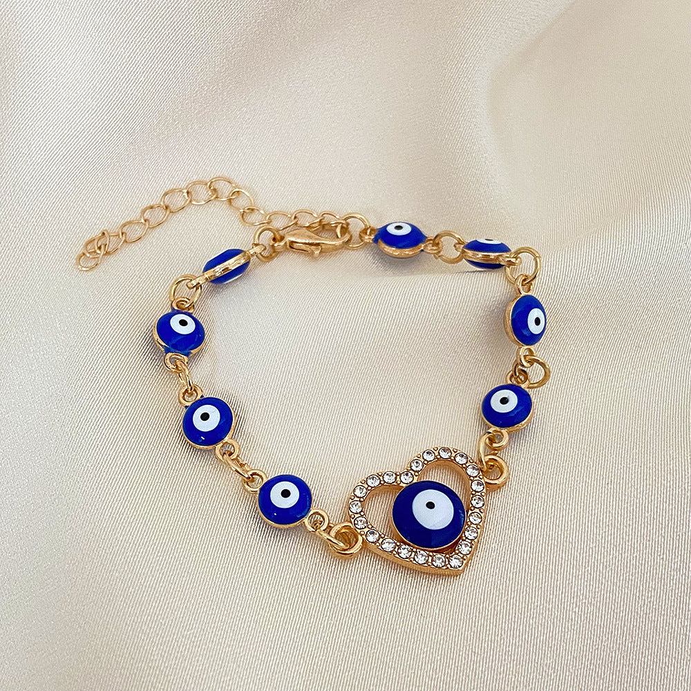 Pulsera De Corazón De Diamantes Huecos De Moda