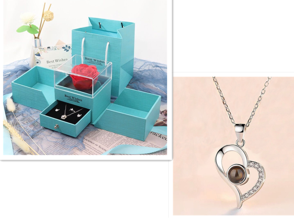 Hot Valentine's Day Gifts, Metal Rose Jewelry Gift Box, Necklace For Wedding, Girlfriend Gifts