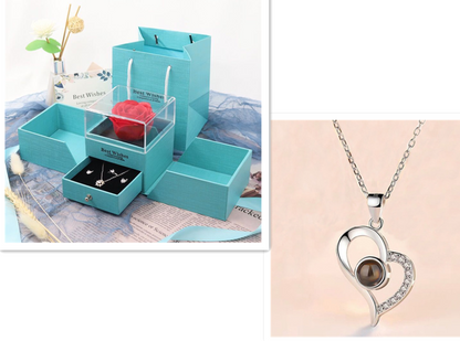 Hot Valentine's Day Gifts, Metal Rose Jewelry Gift Box, Necklace For Wedding, Girlfriend Gifts