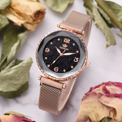 Relojes de mujer cielo estrellado imán hebilla moda pulsera reloj de pulsera