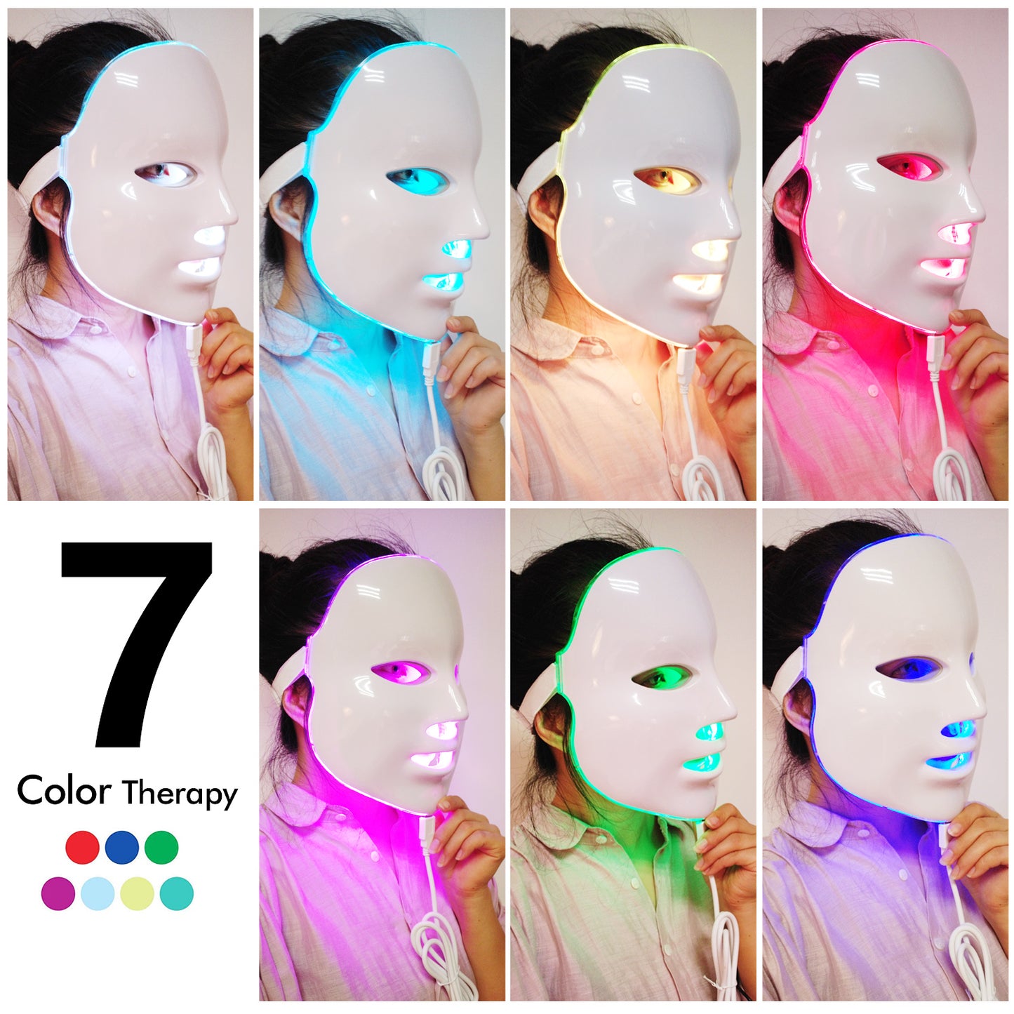 Máscara LED de 7 colores Máscara facial de fotones con luz LED