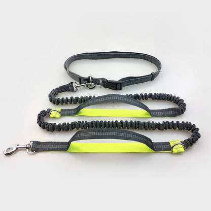 Multi-function running reflective pull dog leash double elastic dog leash traction