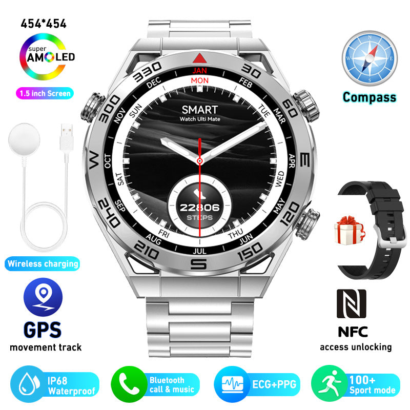 ECG PPG Bluetooth Llamadas Brújula GPS Cargador inalámbrico Reloj inteligente