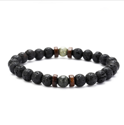 PersonalidadPulsera de piedra volcánica negra para hombre