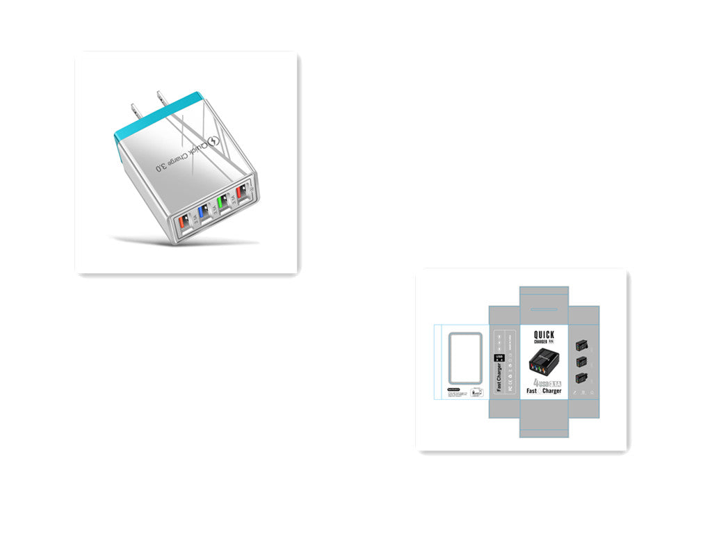 Cargador USB de carga rápida 3,0, adaptador de teléfono de 4 puertos para tableta Huawei IPhone 12, cargador móvil de pared portátil, cargador rápido