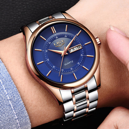 Business Waterproof Steel Belt Watch Men's Multi-function Luminous