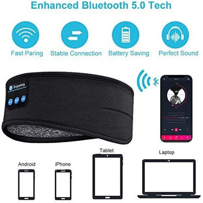 Sem fio bluetooth dormir fones de ouvido bandana fina macia elástica confortável música fones de ouvido máscara de olho para lado sleeper esportes