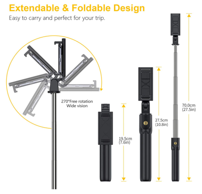 Bluetooth Selfie trípode palo telescópico monopié remoto soporte extensible para teléfono