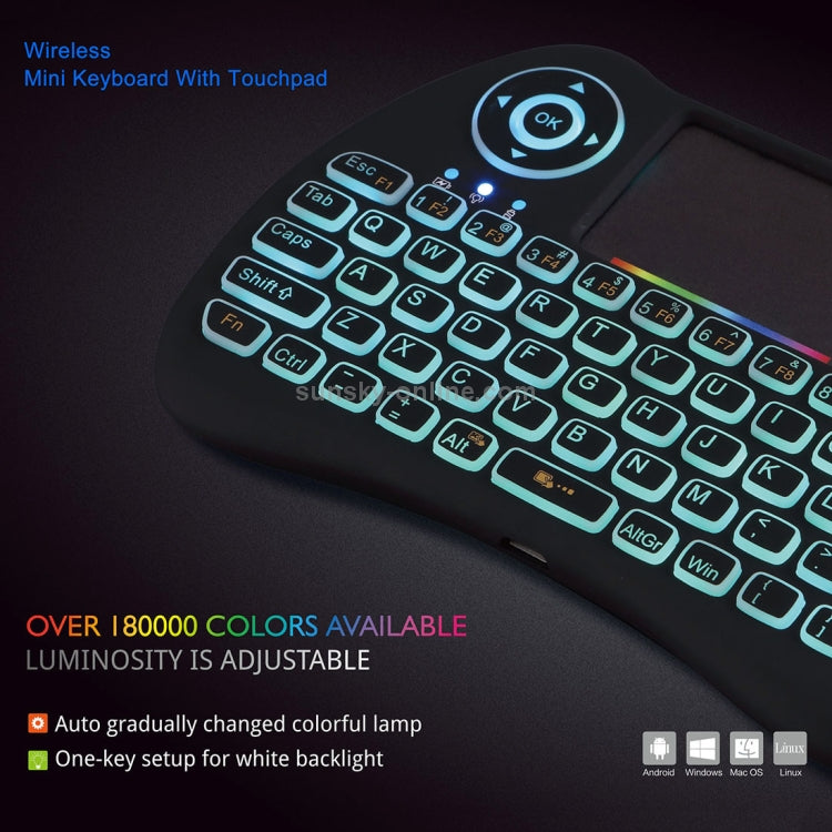 Teclado de control remoto táctil colorido retroiluminado inalámbrico H9