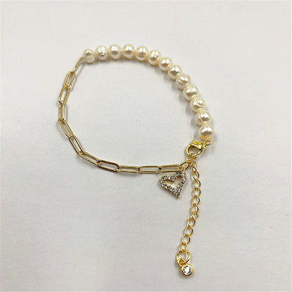 Pulsera de perlas de agua dulce estilo barroco de forma irregular a la moda para mujer