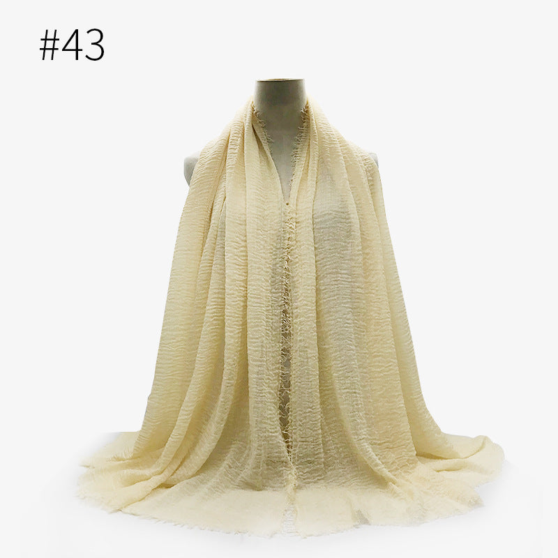 Monochrome Split Wrinkle Scarf Women's Toe Cap Shawl