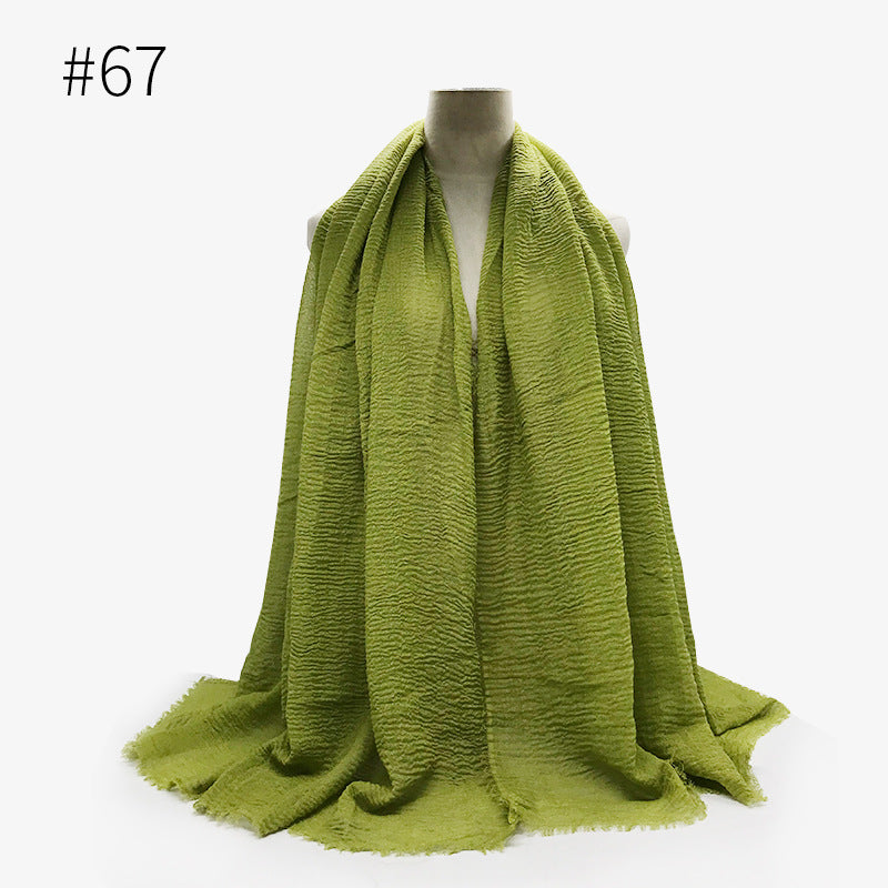 Monochrome Split Wrinkle Scarf Women's Toe Cap Shawl