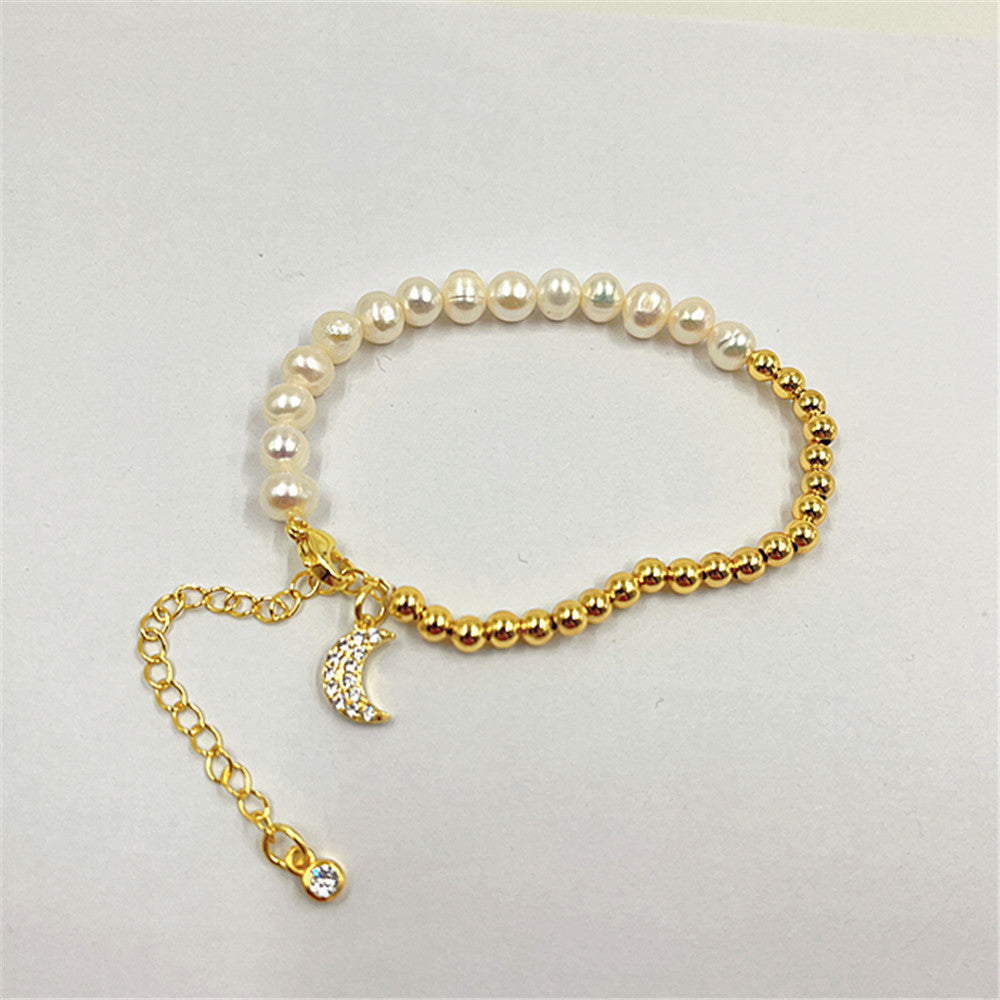 Pulsera de perlas de agua dulce estilo barroco de forma irregular a la moda para mujer