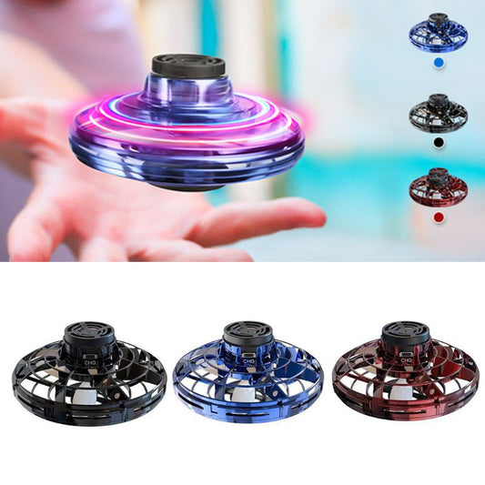 Mini dedo giroscópio interativo brinquedo de descompressão drone led tipo ufo helicóptero voador brinquedo giratório crianças boomerang