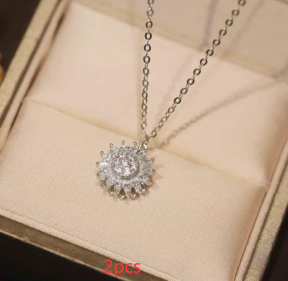 Rotatable Sunflower Necklace Full Of Zircon