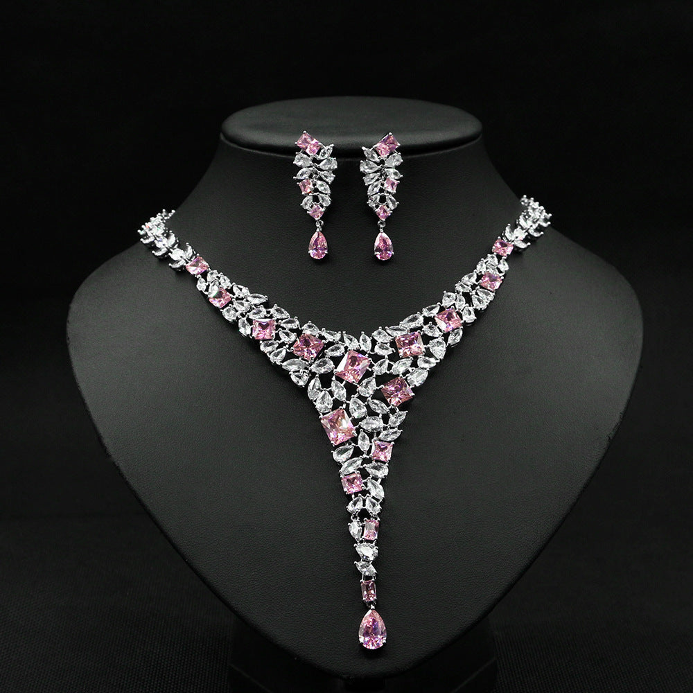 Colorful Zircon Necklace Set Wedding