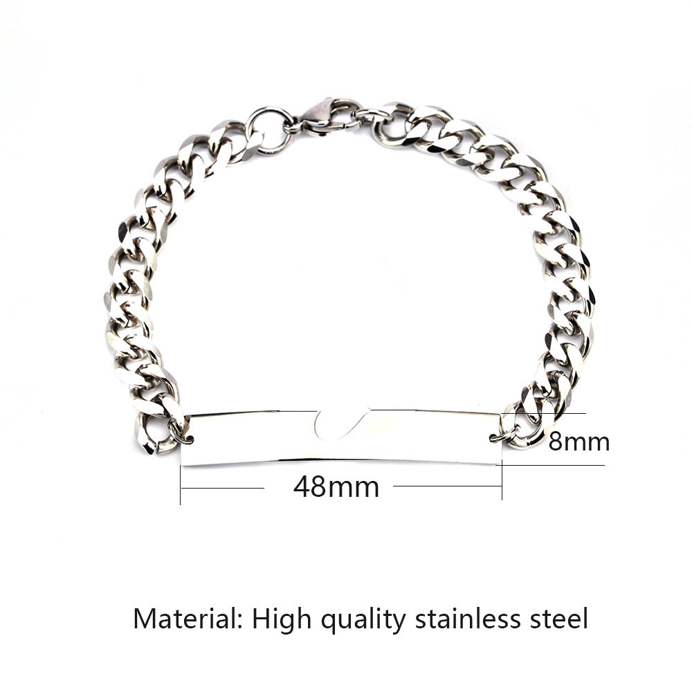 New Stainless Steel Hangtag Couple Bracelet