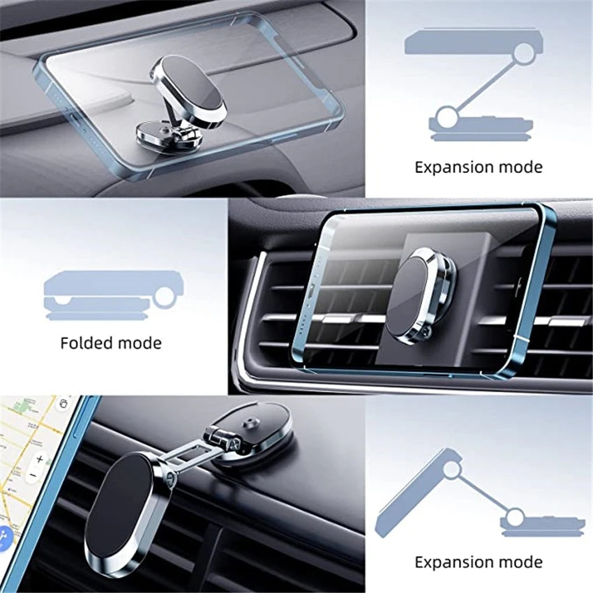 Rotate Metal Magnetic Car Phone Holder Foldable Universal Mobile Phone Stand