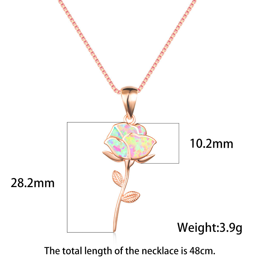 New French Romance And Beautiful Rose Opal Necklace