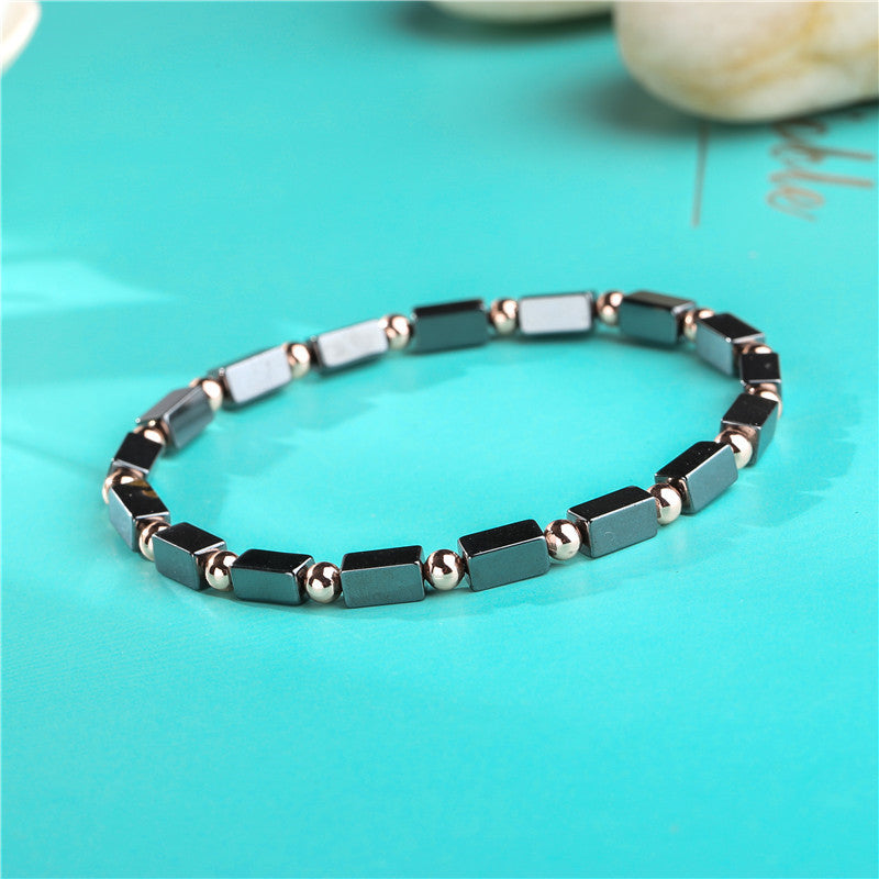 Pulseira masculina pedra ferro preto três conjuntos de pulseiras