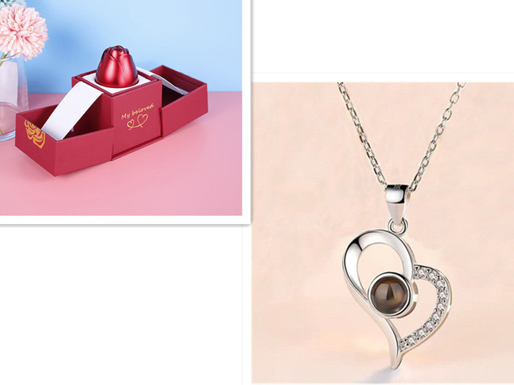 Hot Valentine's Day Gifts, Metal Rose Jewelry Gift Box, Necklace For Wedding, Girlfriend Gifts