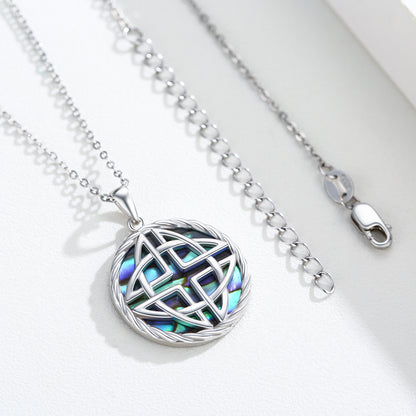 Celtic Chain Necklace for Women S925 Sterling Silver Celtic Knot Jewelry Abalone Shell Necklace Gifts for Women Girls