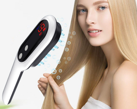 Cabeça elétrica massageador terapia magnética pente de crescimento do cabelo azul luz vermelha escova de massagem do couro cabeludo aliviar a pressão da fadiga display led