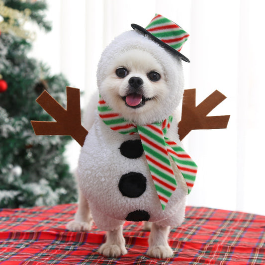 Nuevo perro Navidad ropa para mascotas muñeco de nieve de pie