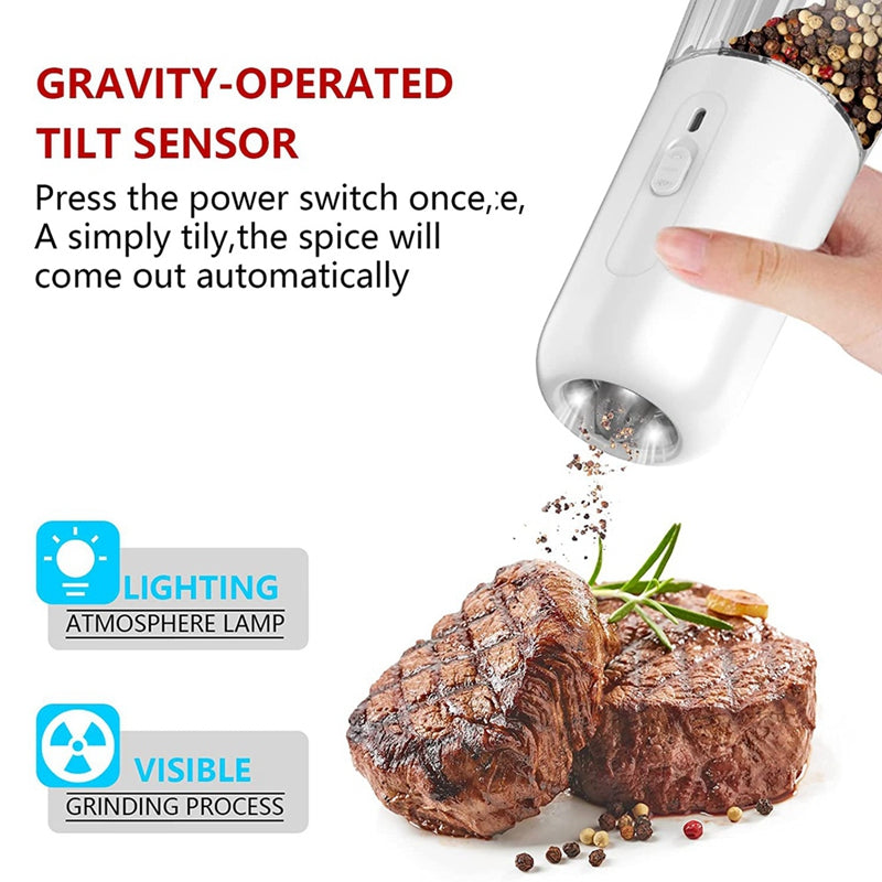 Gravity Pepper Mills Electric Salt/Pepper Grinder Adjustable Coarseness With LED Light Kitchen Gadgets