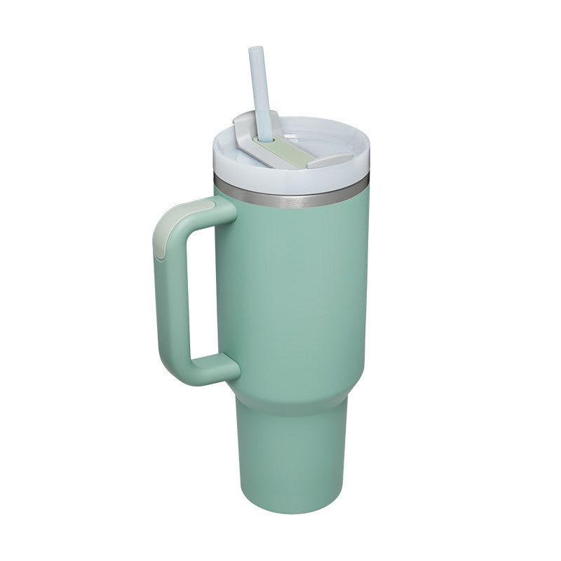 Thermal Mug 40oz Straw Coffee Insulation Cup With Handle, Portable Car Stainless Steel Water Bottle