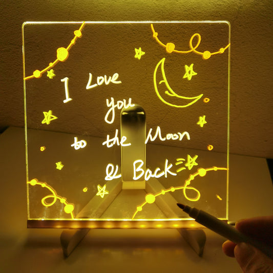 Acrílico DIY Note Board LED Night Light Creative Message Board Lâmpada de férias com 7 canetas USB LED Desk Lamp Note Daily Moment Painting Lamp