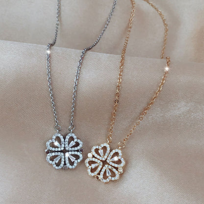 Four-leaf Clover Necklace, A Multi-wearing Zircon Small Love Short Clavicle Chain