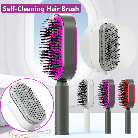 Self Cleaning Hair Brush , Anti-Static Hairbrush