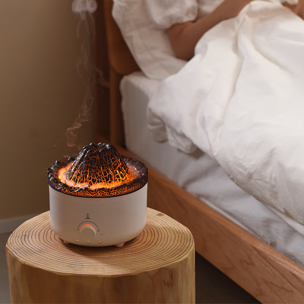 Small Simulated Flame Volcano Humidifier Flame Humidifier Volcano Diffuser Home Decorations