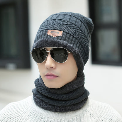 Gorro de invierno, conjunto de bufanda, gorro de punto cálido, forro polar grueso, gorro de invierno, calentador de cuello para hombres y mujeres