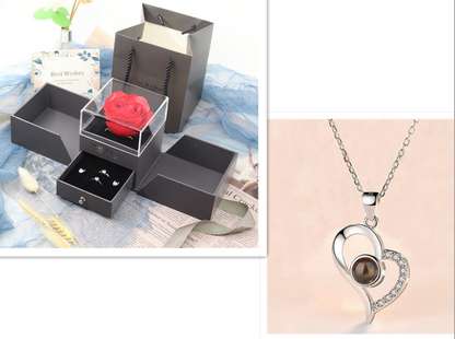 Hot Valentine's Day Gifts, Metal Rose Jewelry Gift Box, Necklace For Wedding, Girlfriend Gifts