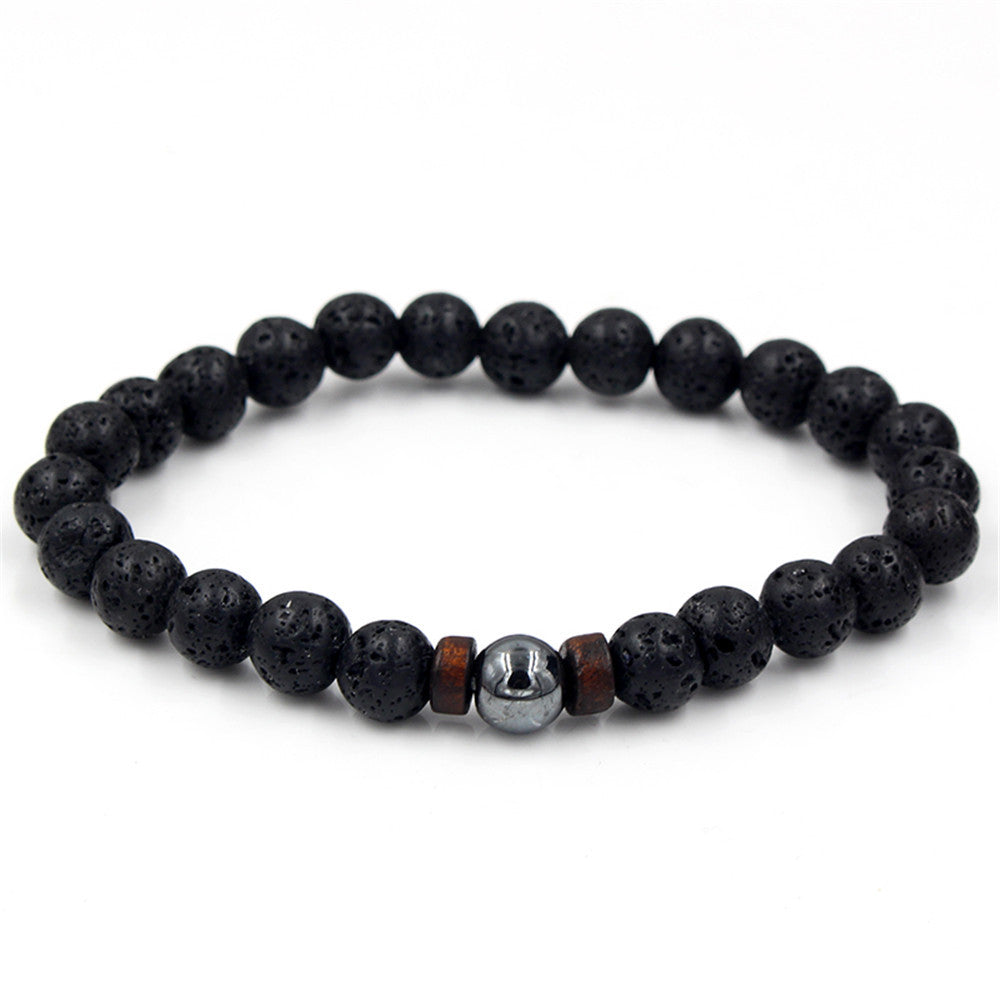 PersonalidadPulsera de piedra volcánica negra para hombre