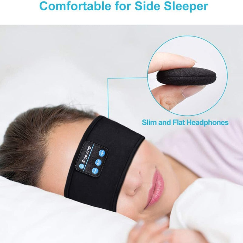 Sem fio bluetooth dormir fones de ouvido bandana fina macia elástica confortável música fones de ouvido máscara de olho para lado sleeper esportes