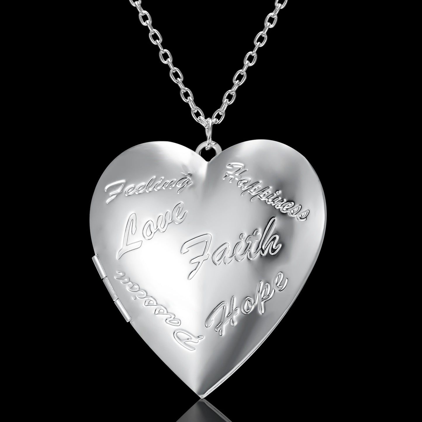 Collar de amor con diseño tallado, colgante personalizado con marco de fotos en forma de corazón