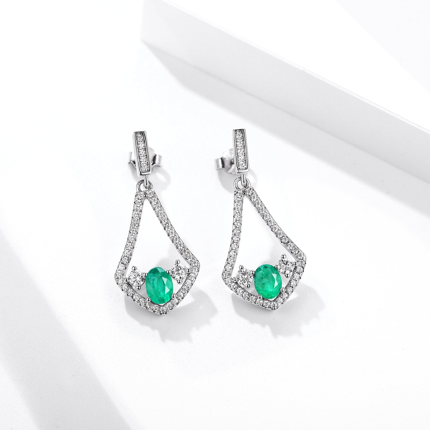 Natural Emerald Earrings High Quality Zirconium Earrings S925 Silver