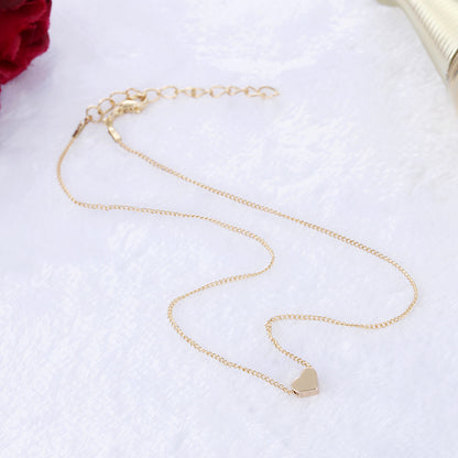 Collares con colgante de amor de doble cara para mujer, collar de cadenas para clavícula, joyería sencilla, regalo del Día de San Valentín, Color dorado