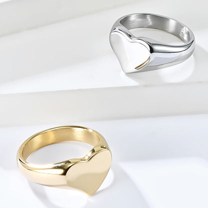 Unisex Style Titanium Steel Heart Shaped Love Ring