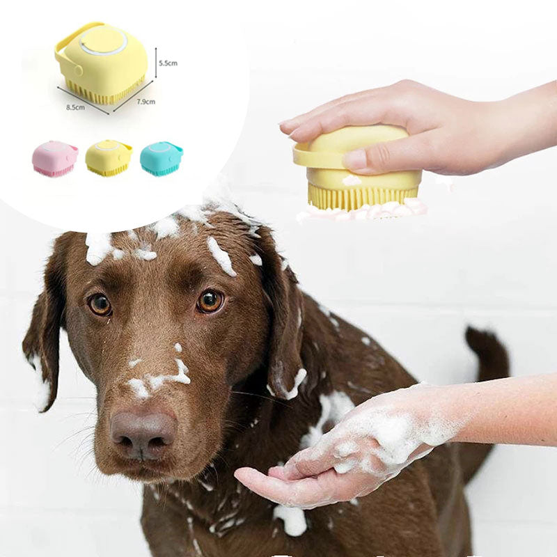 Silicone cão banho massagem luvas escova pet gato ferramenta de limpeza do banheiro pente escova para cão pode derramar shampoo cão aliciamento suprimentos