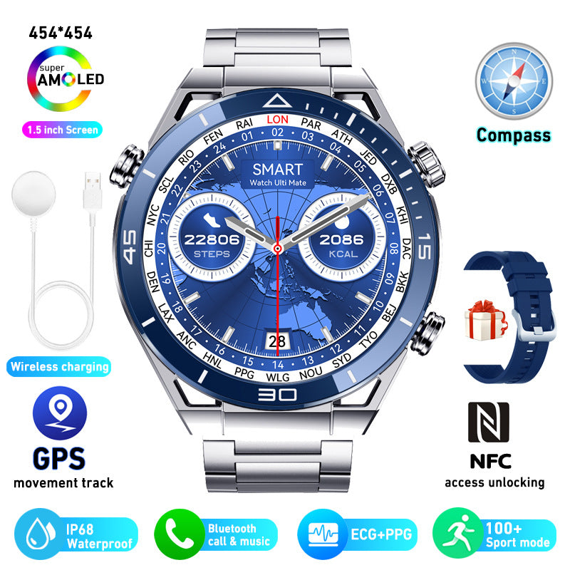 ECG PPG Bluetooth que chama o Smart Watch sem fio do carregador de GPS do compasso