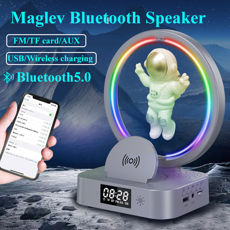 Levitação magnética bluetooth alto-falante astronauta casa rgb mini rádio tws caixa de som ao ar livre sem fio subwoofer tf aux usb